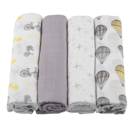 Traveler Bamboo Muslin Swaddle 4PK