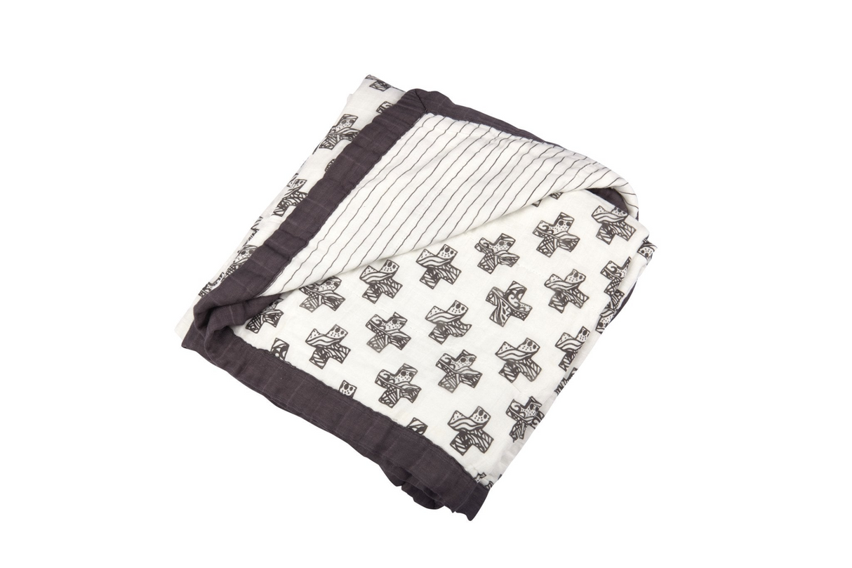 Nordic Stamp and Pencil Stripe Bamboo Newcastle Blanket