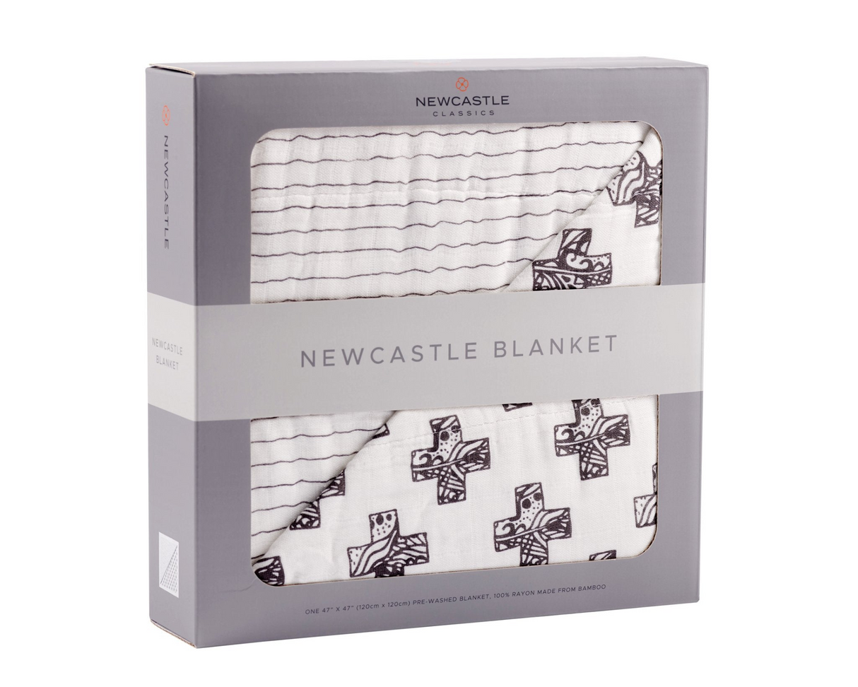 Nordic Stamp and Pencil Stripe Bamboo Newcastle Blanket