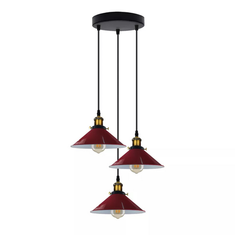 Industrial Vintage Metal Pendant Light Shade Chandelier Retro Ceiling Burgundy LampShade~3855