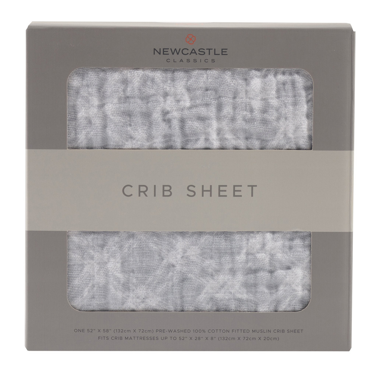 Glacier Grey Plaid Cotton Muslin Crib Sheet