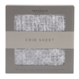 Glacier Grey Plaid Cotton Muslin Crib Sheet