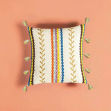 Embroidered Cotton  Fringed Pillowcase