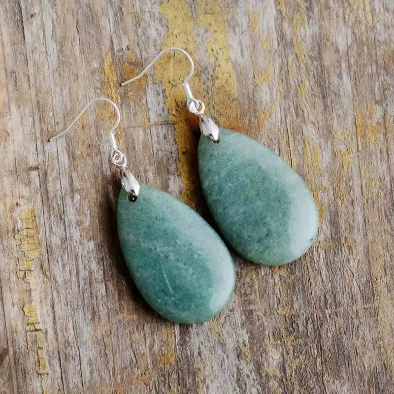 Aventurine Tiger Eye Teardrop  Earring