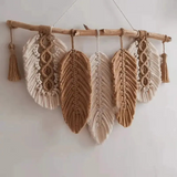 Macrame Leaf Fringed Tapestry