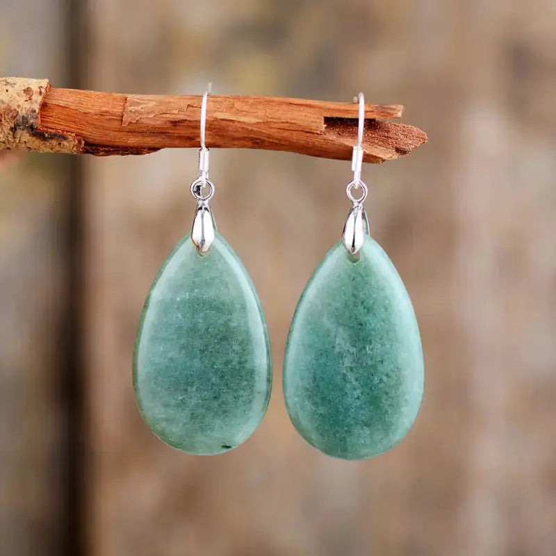 Aventurine Tiger Eye Teardrop  Earring