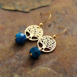 Blue Apatite Tree of Life Earrings