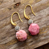 Rhodonite Lotus Dangle Earrings