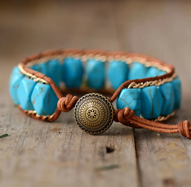 Gold Chain Turquoise Boho Bracelet