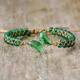 Green Agate Crystal Butterfly Bracelet