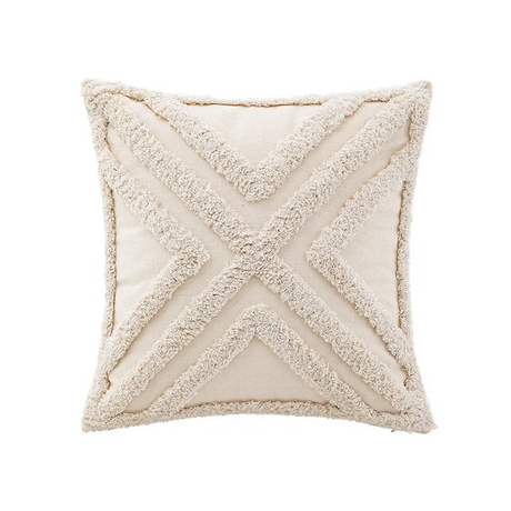 Tasseled Tufted Cushion Cover Natural