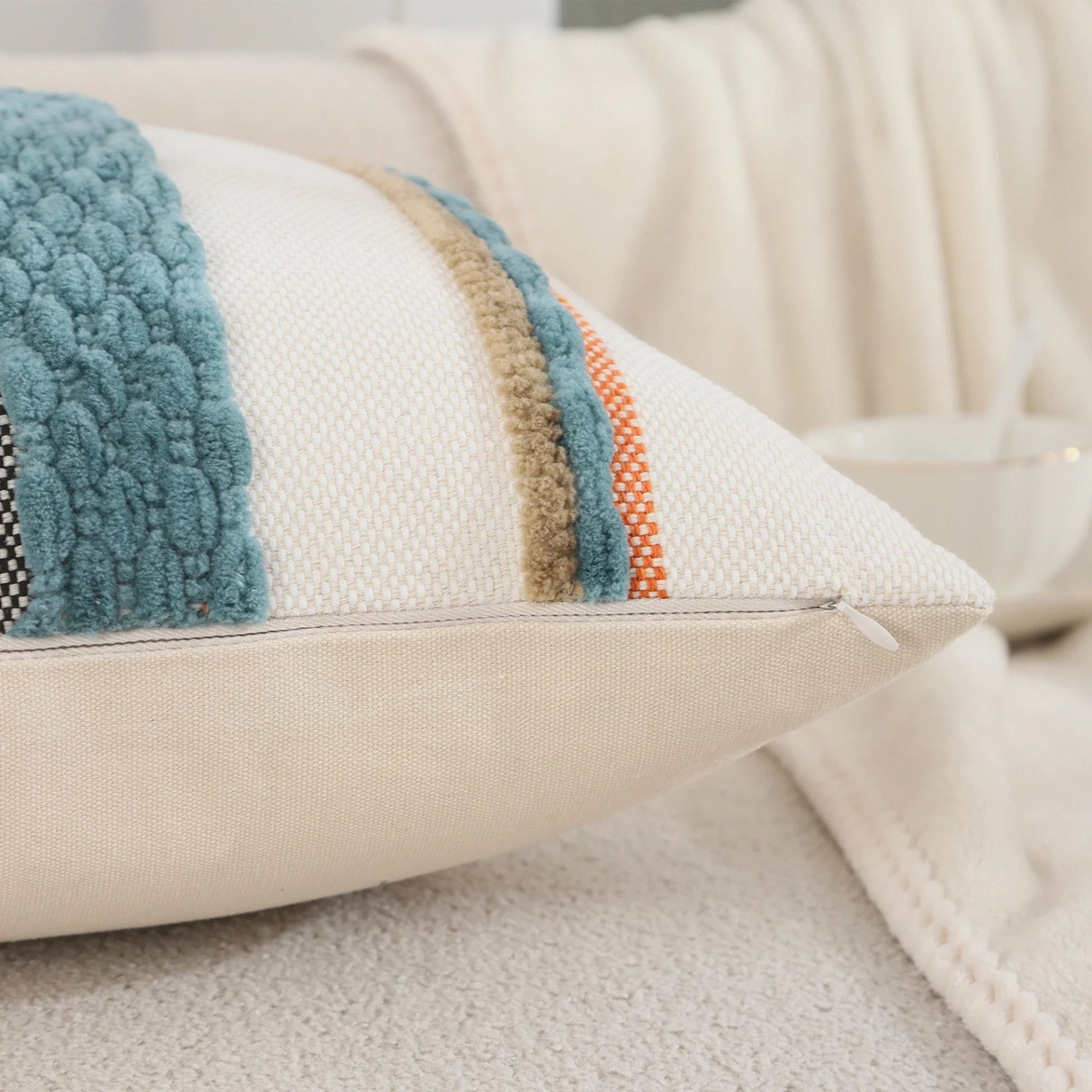 Boho Striped Chenille Throw Pillowcases