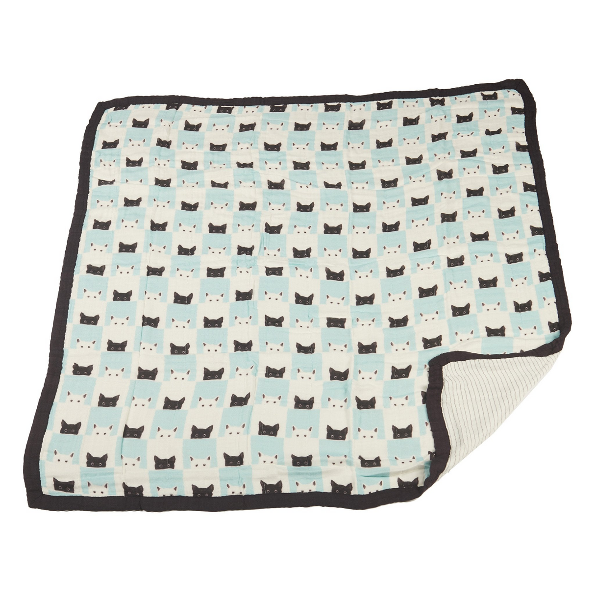 Peek-A-Boo Cats and Pencil Stripe Bamboo Muslin Newcastle Blanket