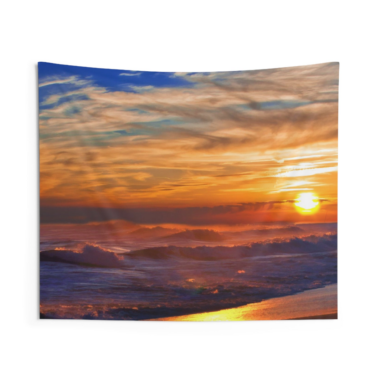 Sea Waves Beach Sunset Tapestry