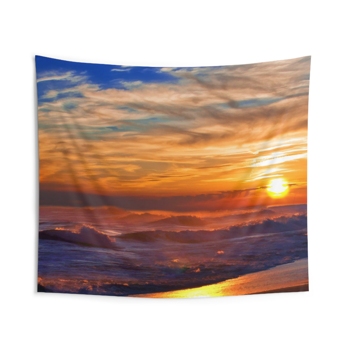 Sea Waves Beach Sunset Tapestry