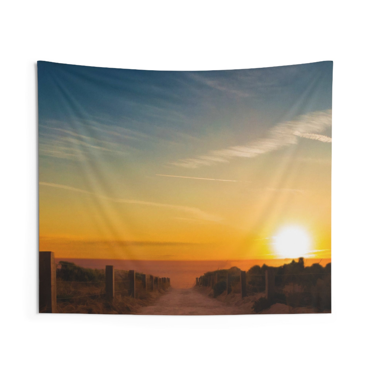 Path to sea Sunrise Tapestry