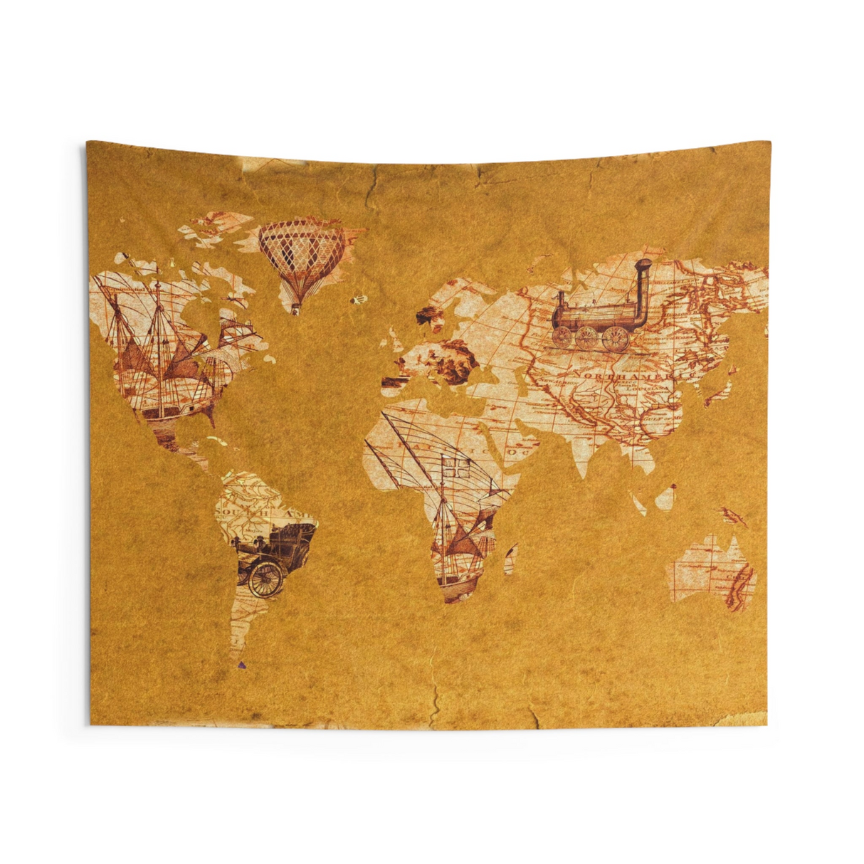 Brown Worldmap Tapestry