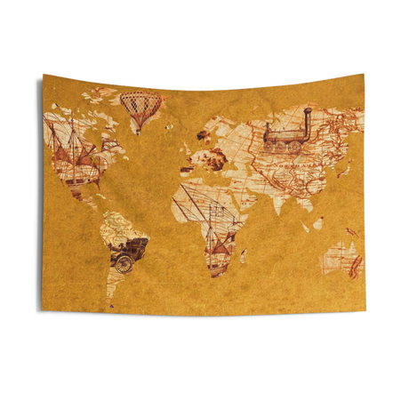 Brown Worldmap Tapestry