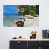 Coconut Trees Ocean Painting Flag Tapestry