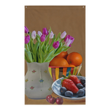 Flower Plate Still Life Painting Flag Tapestry