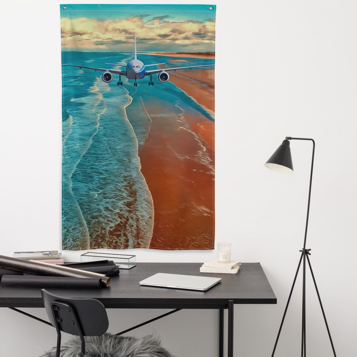 Beach flight Painting Flag Tapestry