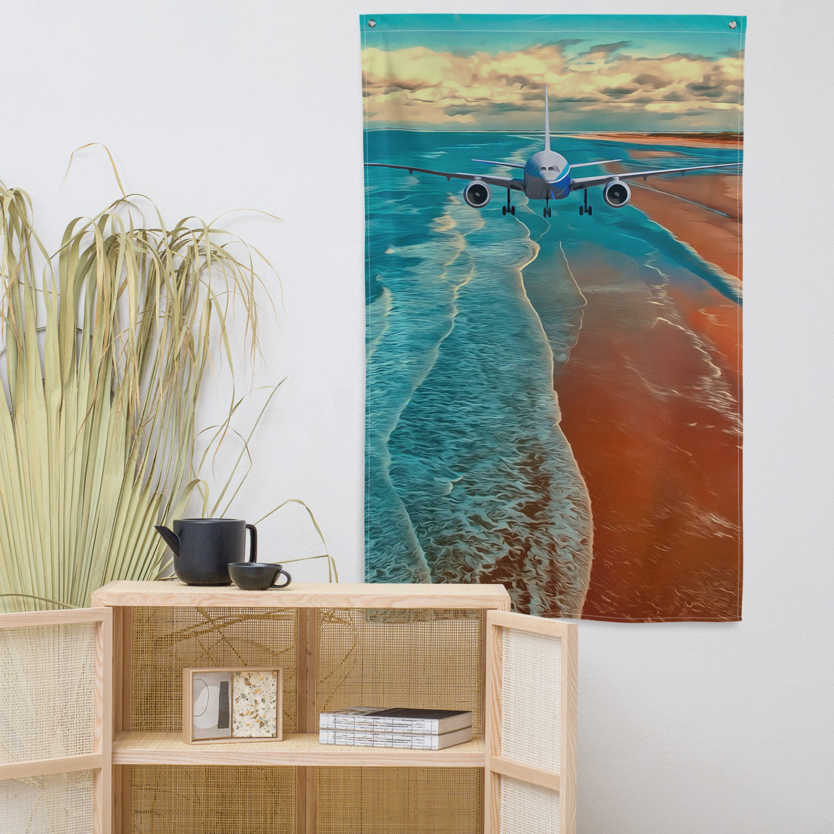 Beach flight Painting Flag Tapestry