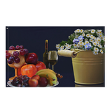 Wine Still Life Painting Flag Tapestry