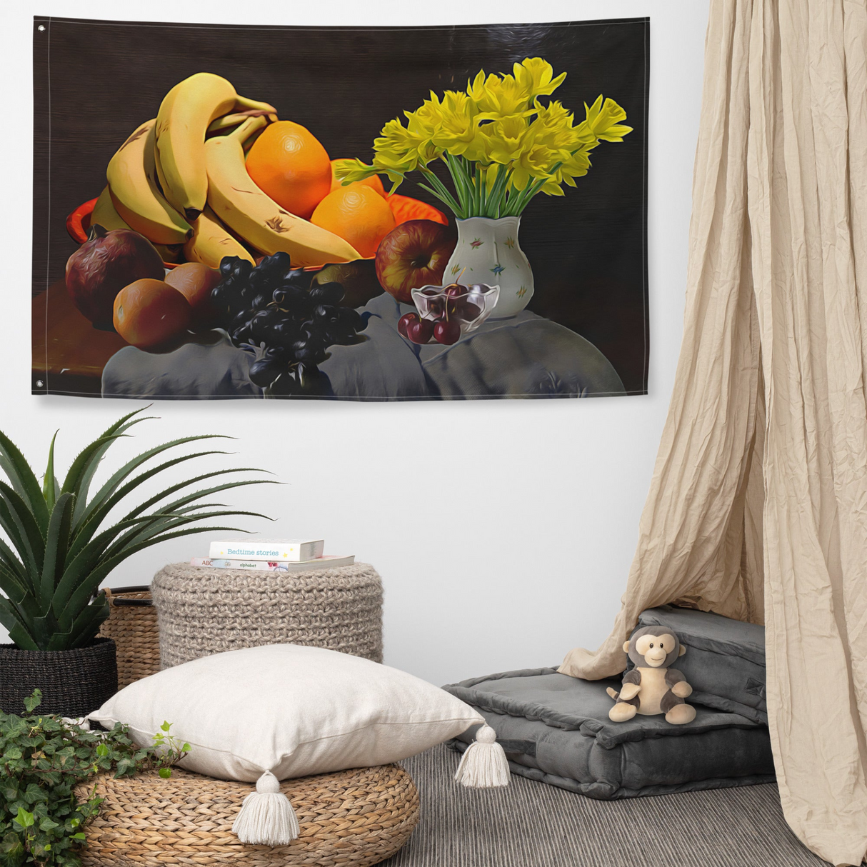 Still Life  Fruits Painting 8 Flag Tapestry