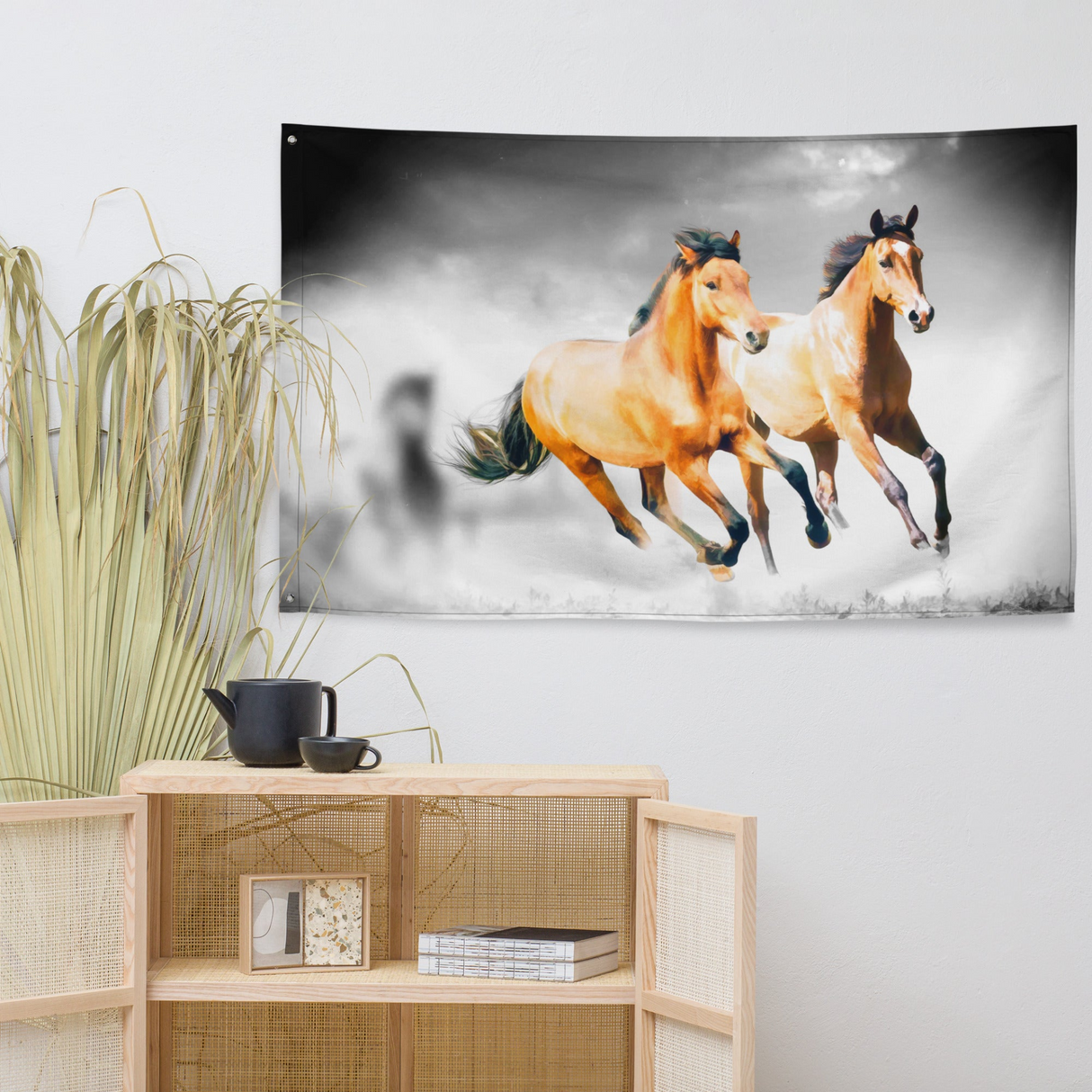 Horse Couple Painiting Flag Tapestry