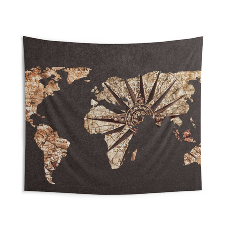 Worldmap Brown Tapestry