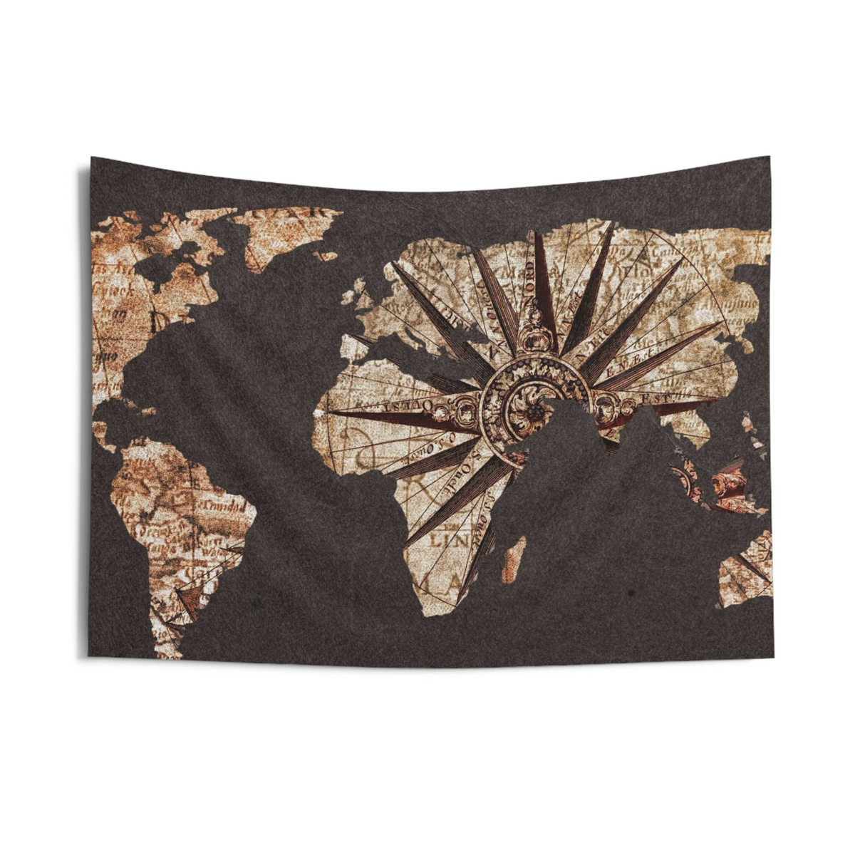 Worldmap Brown Tapestry