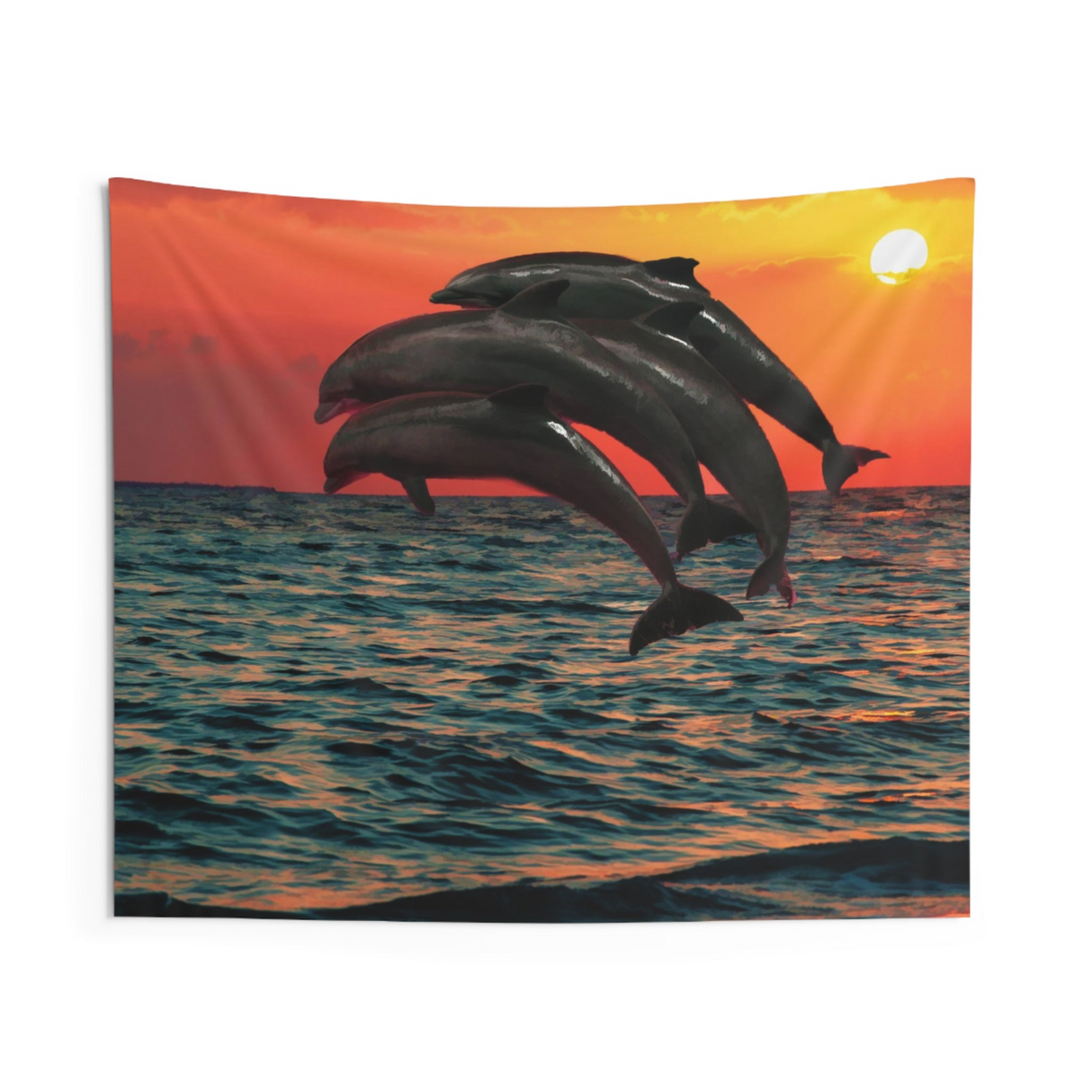 Four Dolphin dancing on water Tapestry