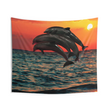 Four Dolphin dancing on water Tapestry