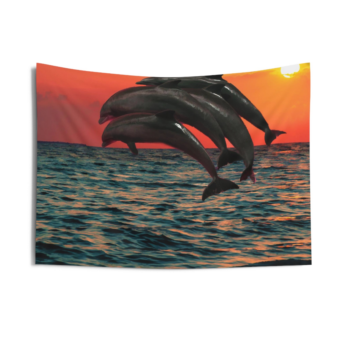 Four Dolphin dancing on water Tapestry