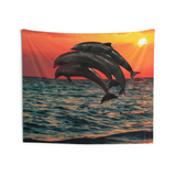 Four Dolphin dancing on water Tapestry