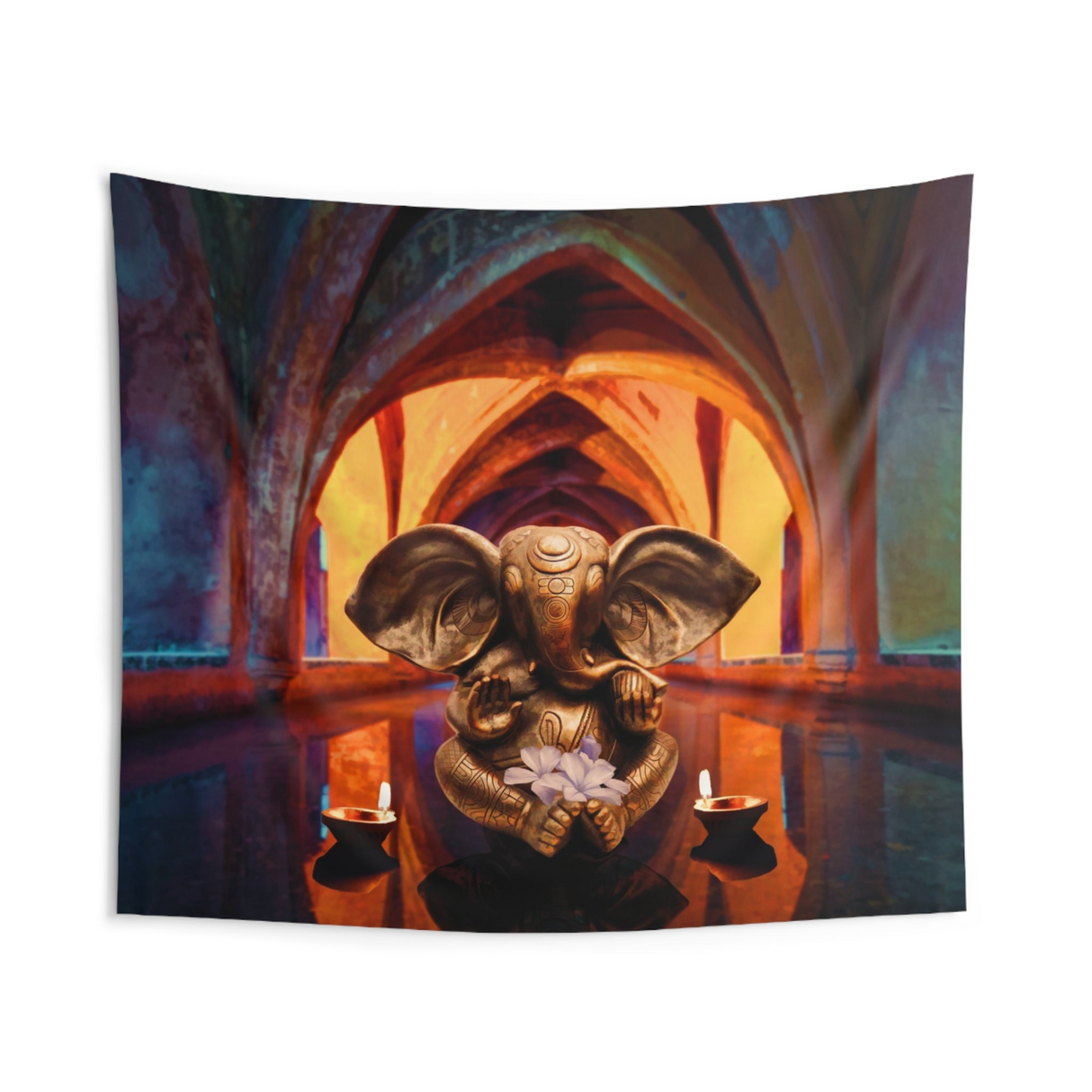 Golden Ganesha Tapestry