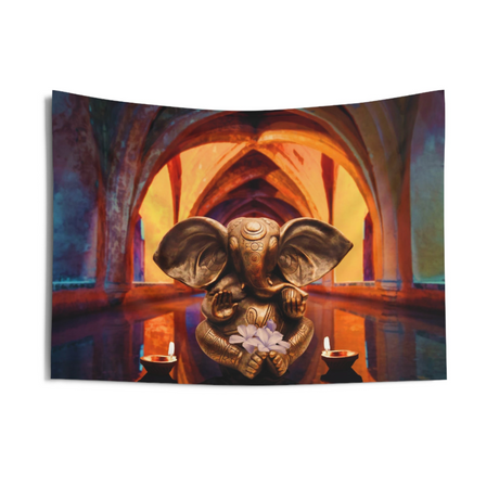 Golden Ganesha Tapestry