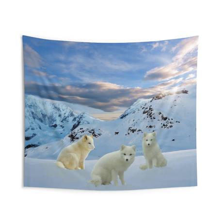 Three Arctic Fox Tapestry