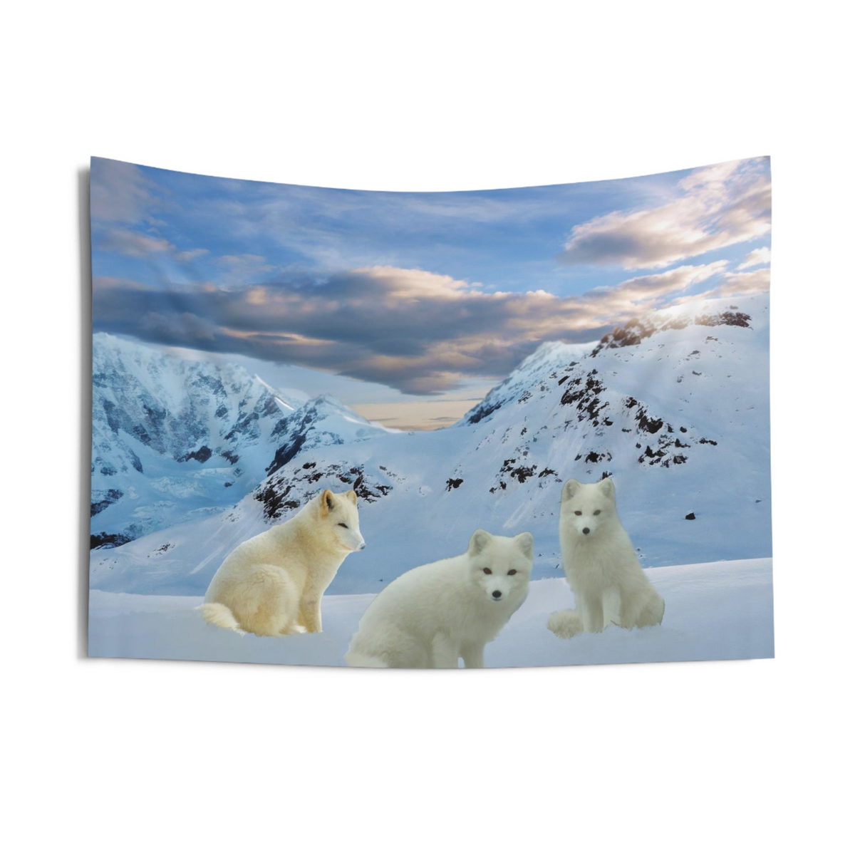 Three Arctic Fox Tapestry