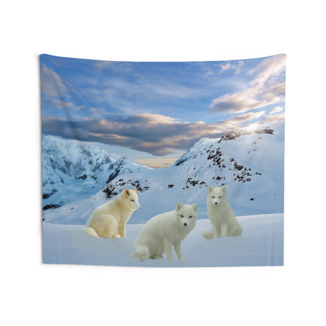 Three Arctic Fox Tapestry