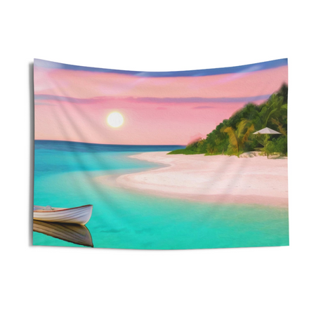 Sun Fishing Boat Painting Tapestry