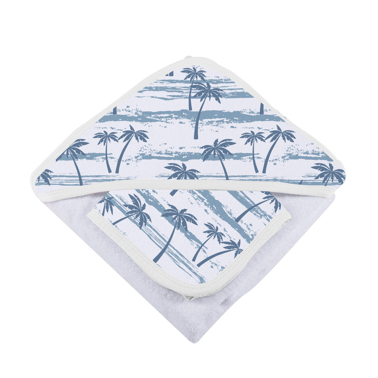 Ocean Palm Trees Bamboo Hooded Towel and Washcloth Set