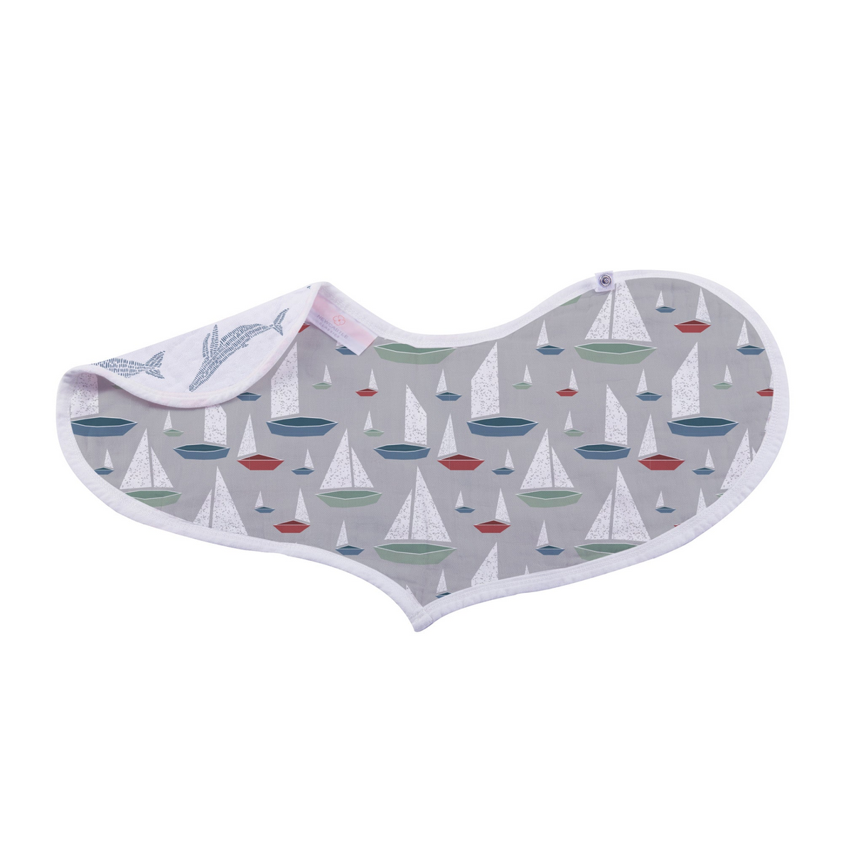 Ocean Tides Bamboo Burp Cloth/Heart Bib 2PK