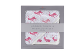 Pink Deer Cotton Hooded Towel and Washcloth Set