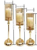 Golden Glass Candle Holders Pillar