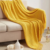 Hand Knitted Tassel Throw Blanket