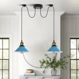 Blue 2 Way Retro Industrial Ceiling E27 Hanging Lamp Pendant Light~3501