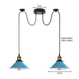 Blue 2 Way Retro Industrial Ceiling E27 Hanging Lamp Pendant Light~3501