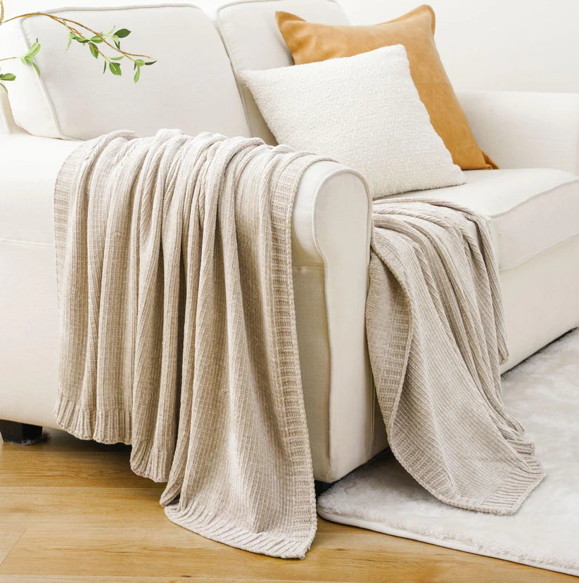 Textured Chenille Knit Throw Blanket