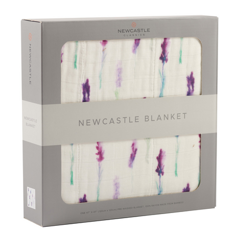 Lavender and White Bamboo Muslin Newcastle Blanket